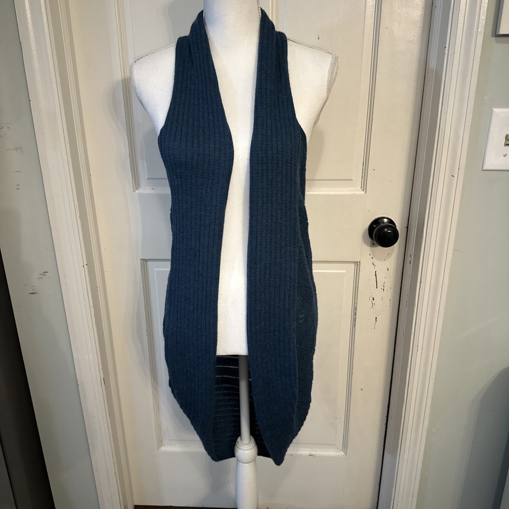 Peruvian Link Alpaca Sweater  Sleeveless Open Front Cardigan Blue‎ OS